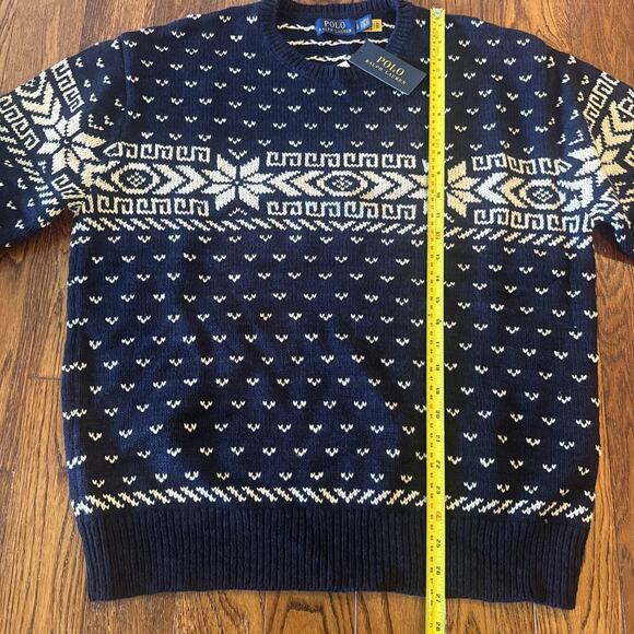 NEW Polo Ralph Lauren Snowflake Cotton Cashmere Sweater Mens Large Christmas Ski - Picture 4 of 7